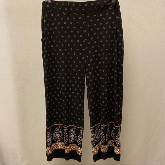 Michael Michael Kors P/S Stretch Wide Leg Pants Crop Womens Black High Rise - Picture 9 of 11